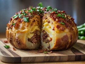 Bacon And Sausage Stuffed Potato Loaf Recipe