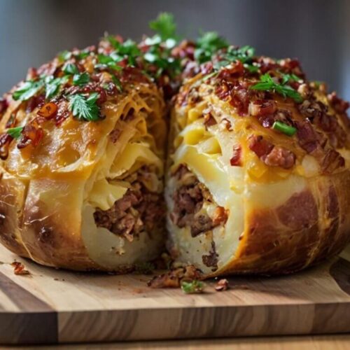 Bacon And Sausage Stuffed Potato Loaf Recipe