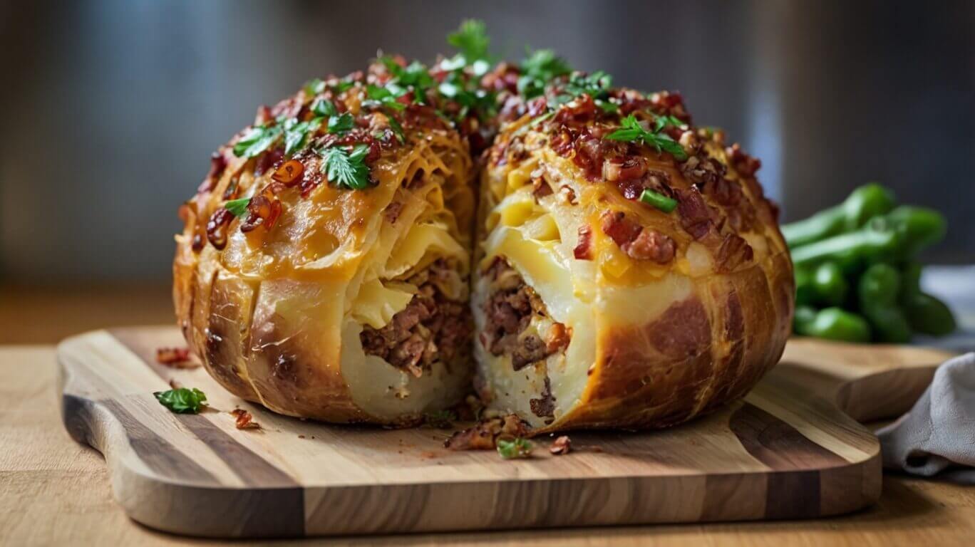 Bacon And Sausage Stuffed Potato Loaf Recipe