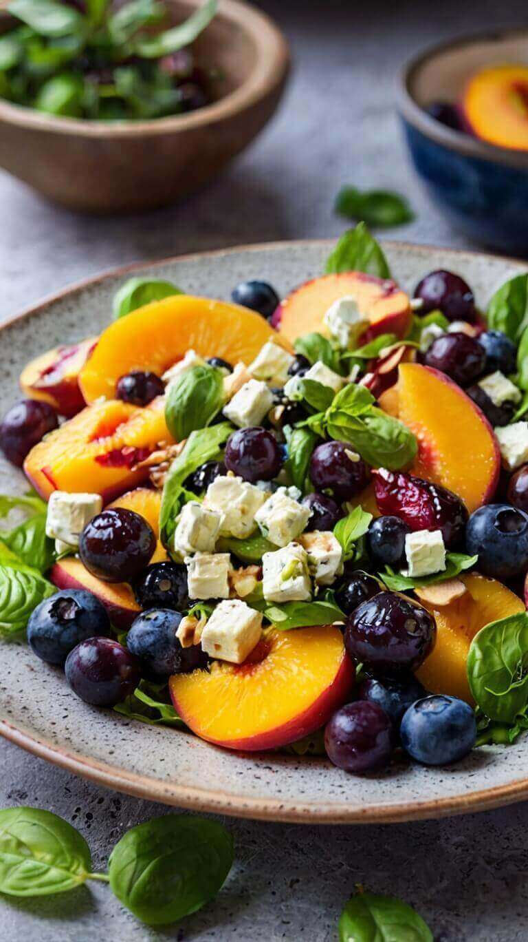 Blueberry Peach Feta Salad