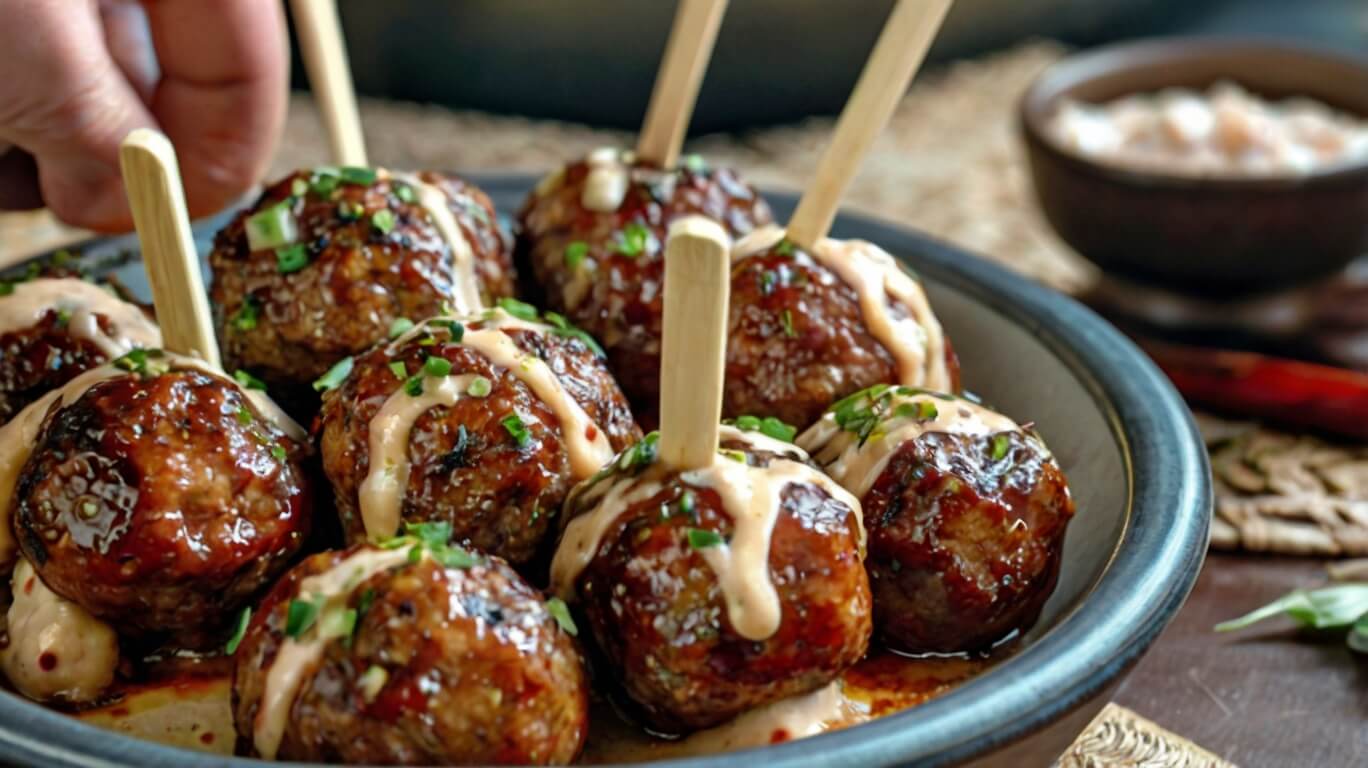 Korean Bbq Meatballs With Spicy Mayo Dip Recipe 
