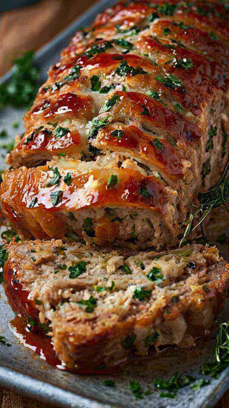 Garlic Parmesan Chicken Meatloaf