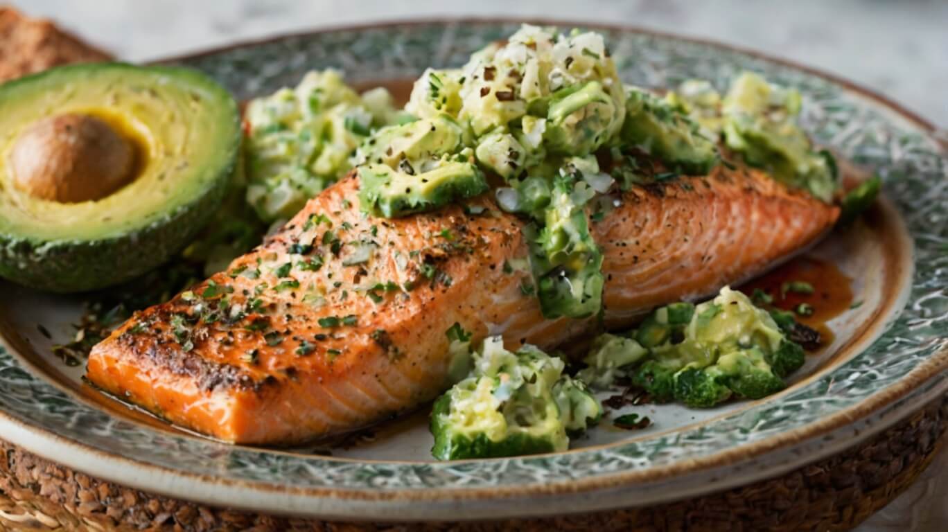 Baked Salmon Recipe With Avocado Cotija