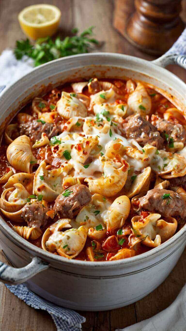 Creamy Beef and Shells 