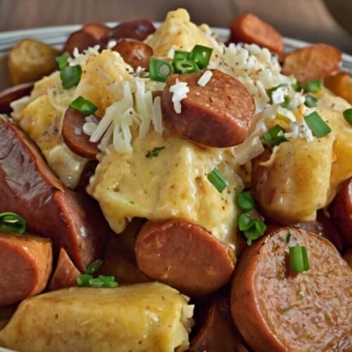 Crockpot Cheesy Potatoes And Kielbasa Recipe