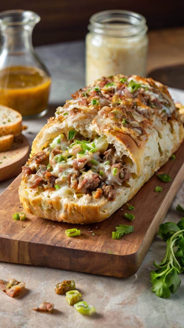 French Garlic Philly Cheesesteak Bread