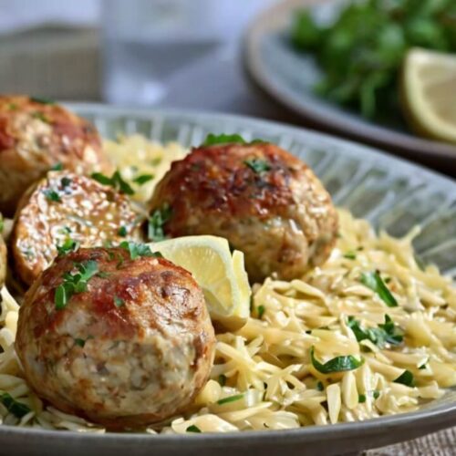 Greek Chicken Meatballs With Lemon Orzo Recipe