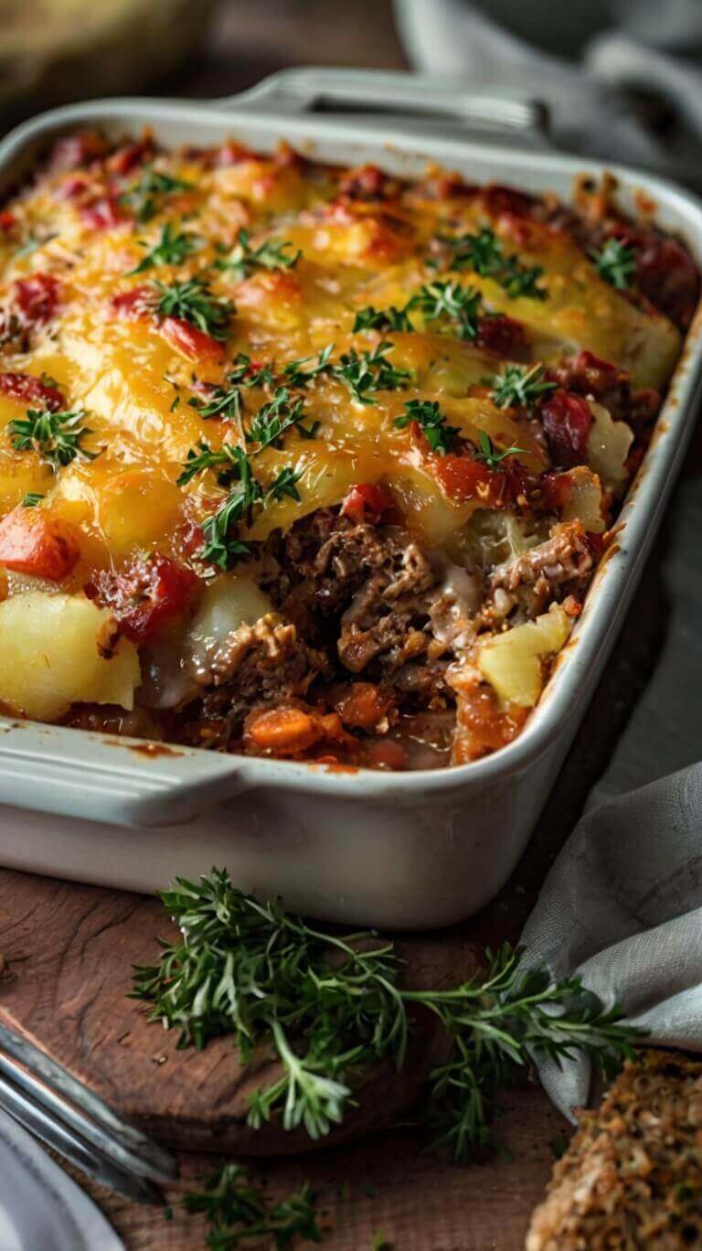 Loaded Potato And Meatloaf Casserole
