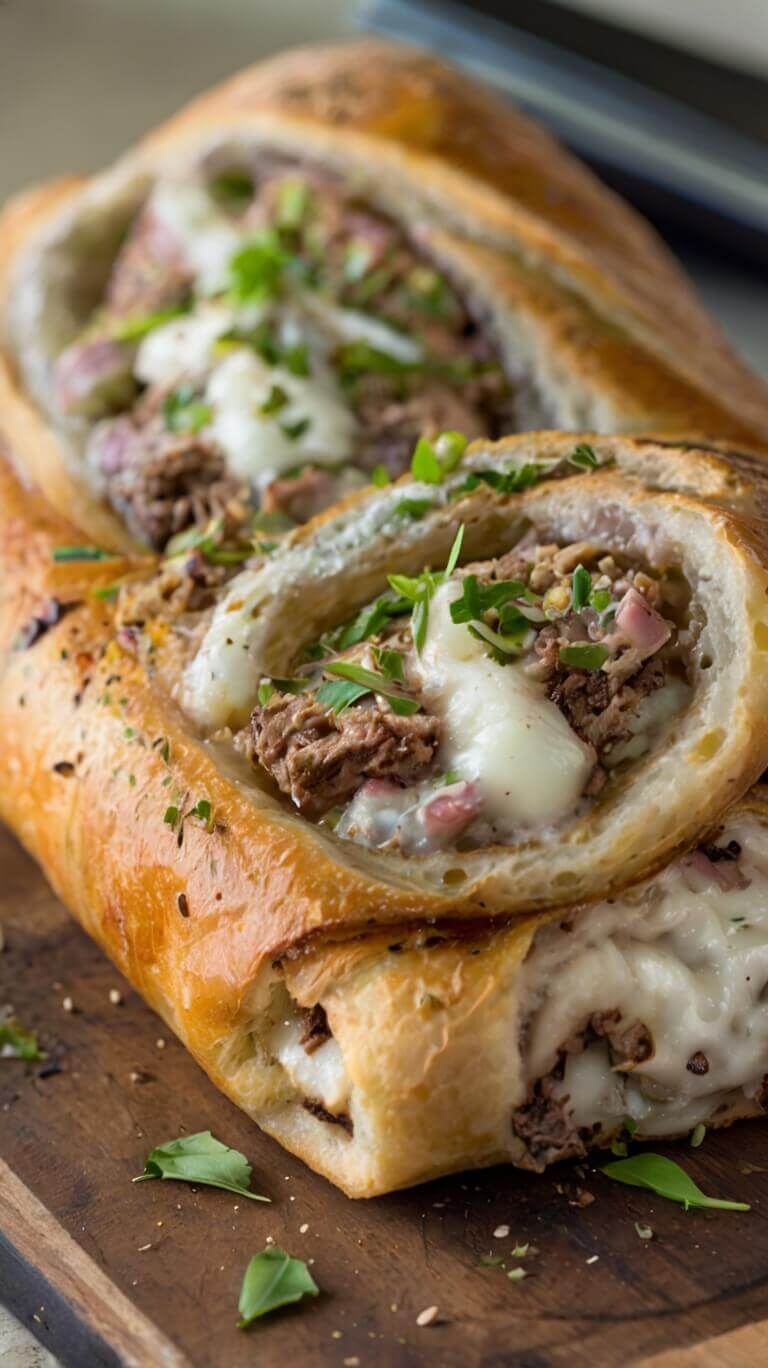 Mozzarella Cheese Steak Stromboli 