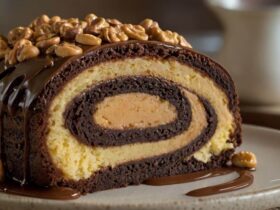 Peanut Butter Cup Chocolate Roll Cake Recipe