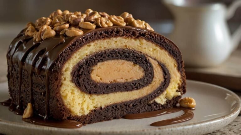 Peanut Butter Cup Chocolate Roll Cake Recipe