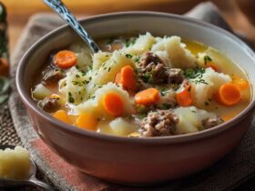 Shepherd Pie Soup with Mashed Potatoes