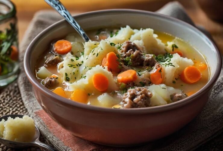 Shepherd Pie Soup with Mashed Potatoes