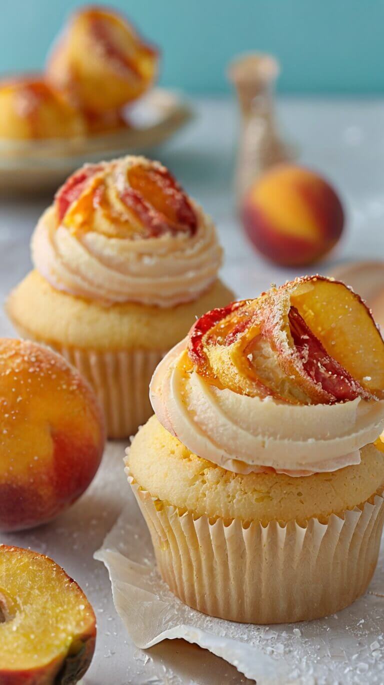 Sweet Peach Bellini Cupcakes