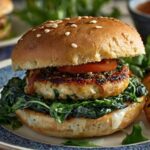 White Cheddar Spinach Chicken Burgers Recipe