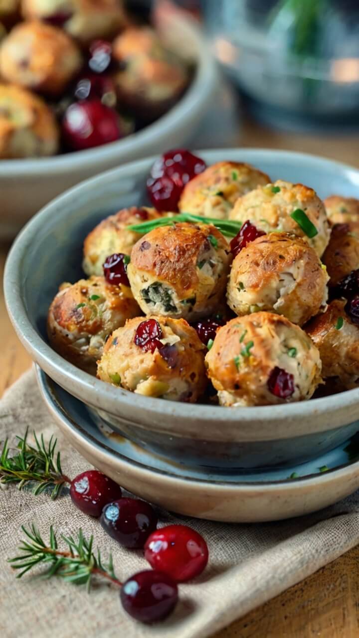 Cranberry Turkey Stuffing Balls