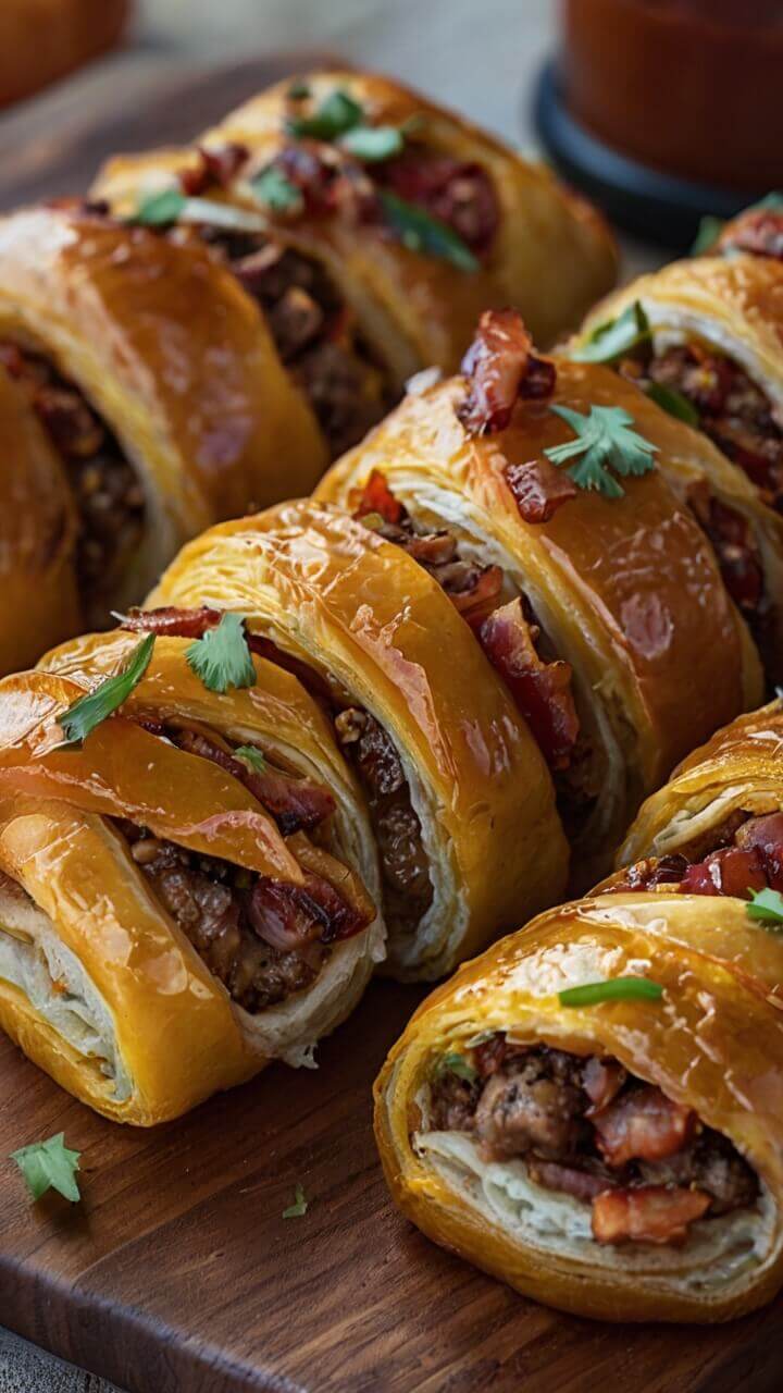 Garlic Butter Bacon Cheeseburger Rollups 