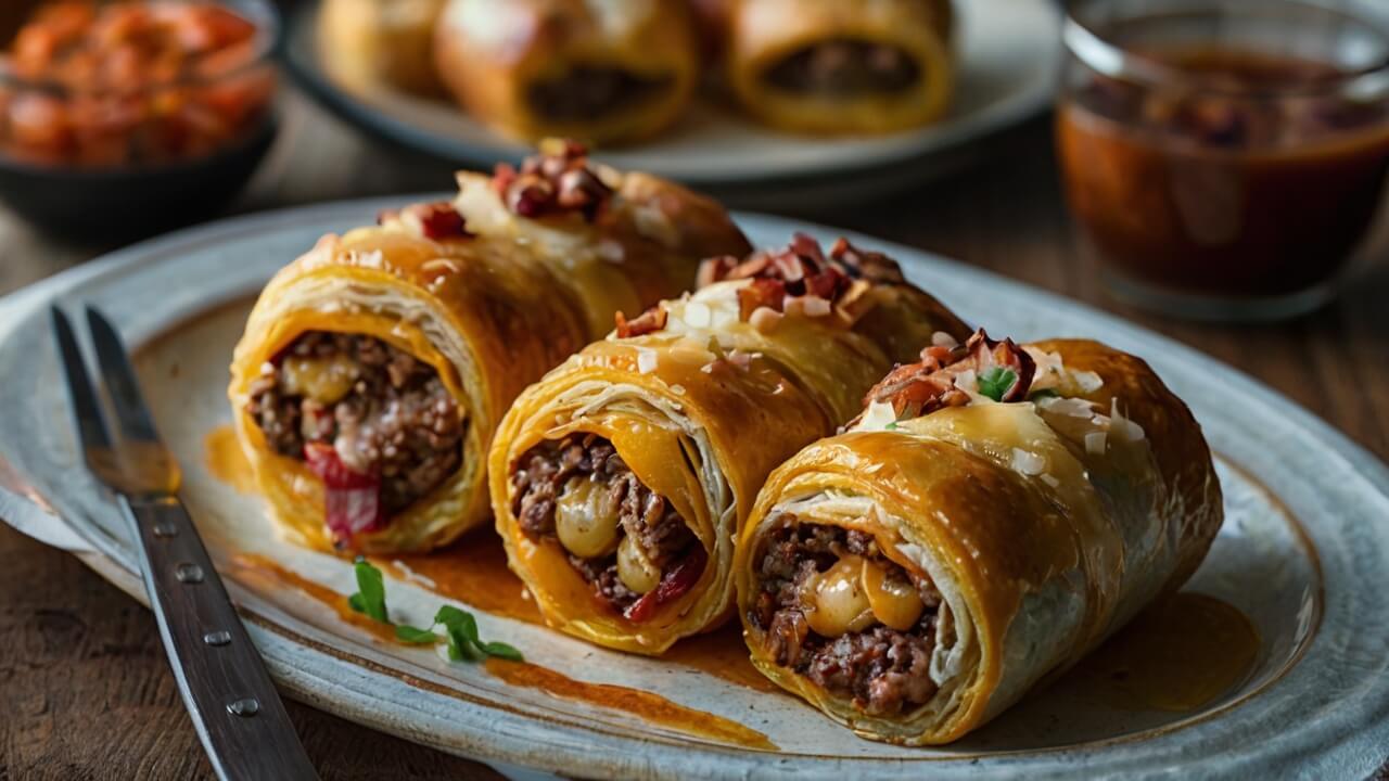 Garlic Butter Bacon Cheeseburger Rollups Recipe