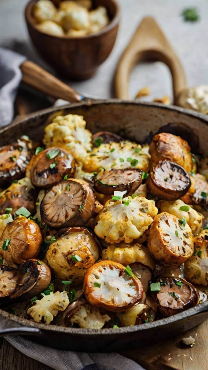 Garlic Cauliflower Mushroom Skillet