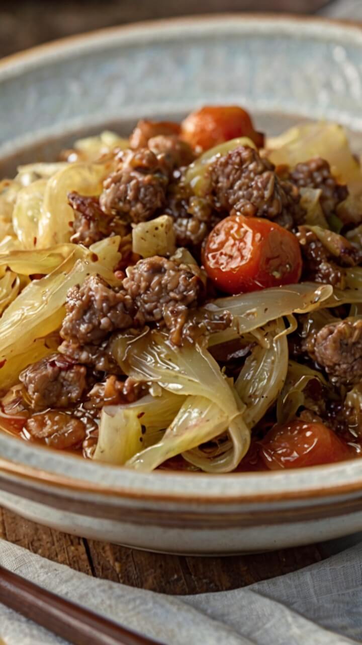 Ground Beef and Chopped Cabbage