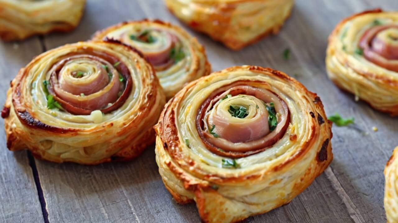 Ham and Cheese Puff Pastry Pinwheels Recipe
