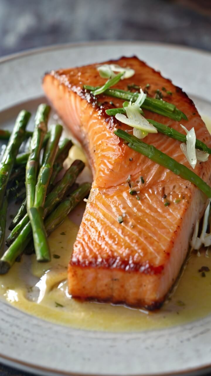 Salmon with Garlic Lemon Butter Sauce