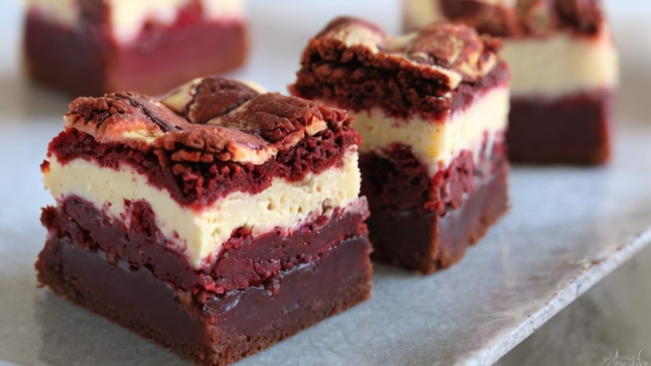 Red Velvet Bottom Cheesecake Mini Brownies