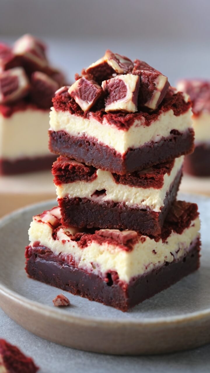 Red Velvet Bottom Cheesecake Mini Brownies