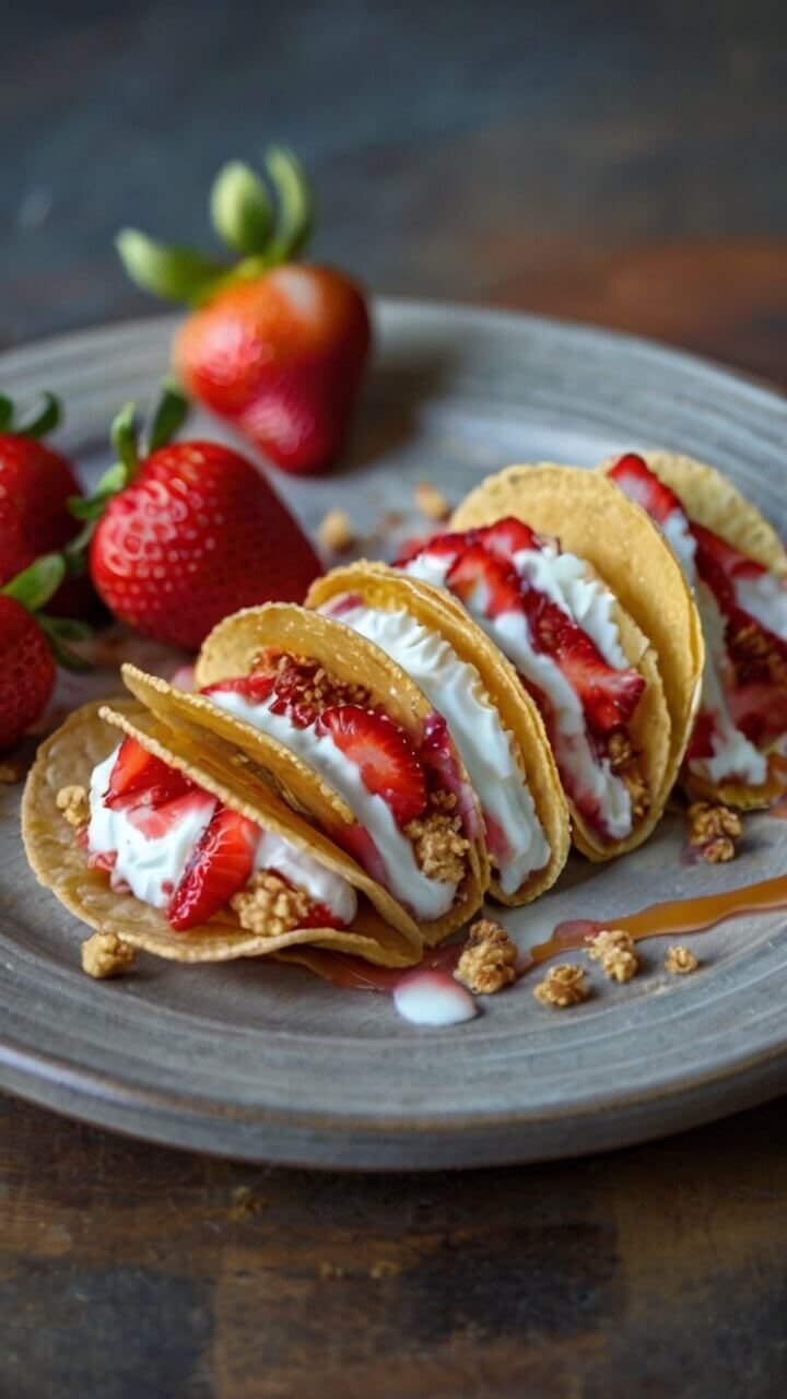 Strawberry Crunch Cheesecake Tacos