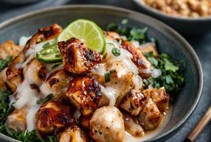 Sweet Chili Chicken Bowl with Coconut Lime Drizzle