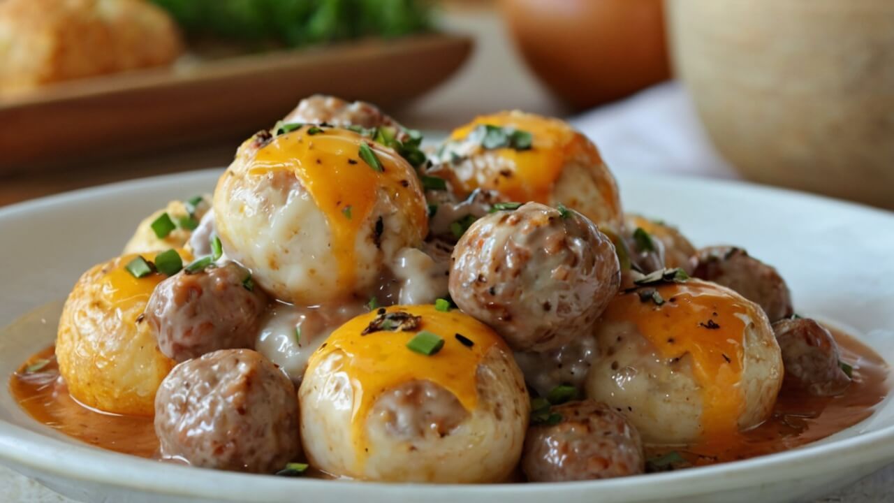 Tater Tot Sausage Breakfast Bowl with Gravy Recipe