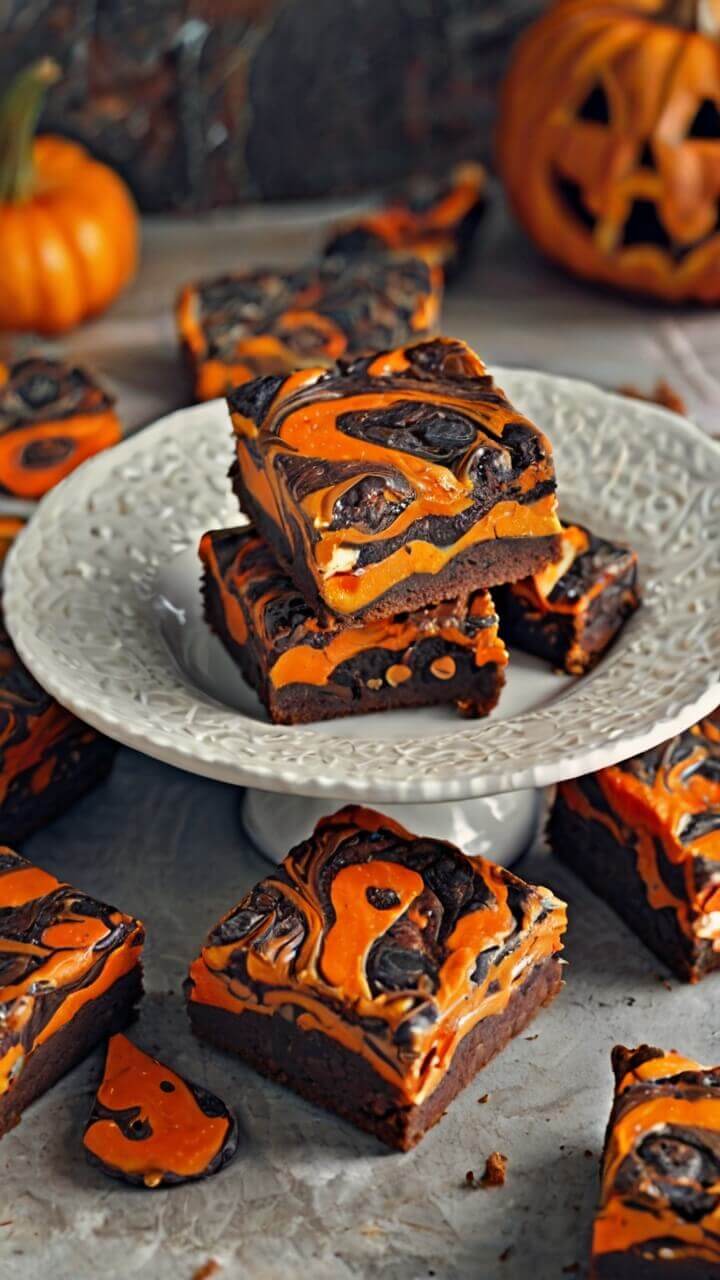 Halloween Cream Cheese Swirl Brownies