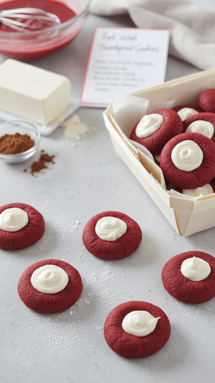 Red Velvet Thumbprint Cookies