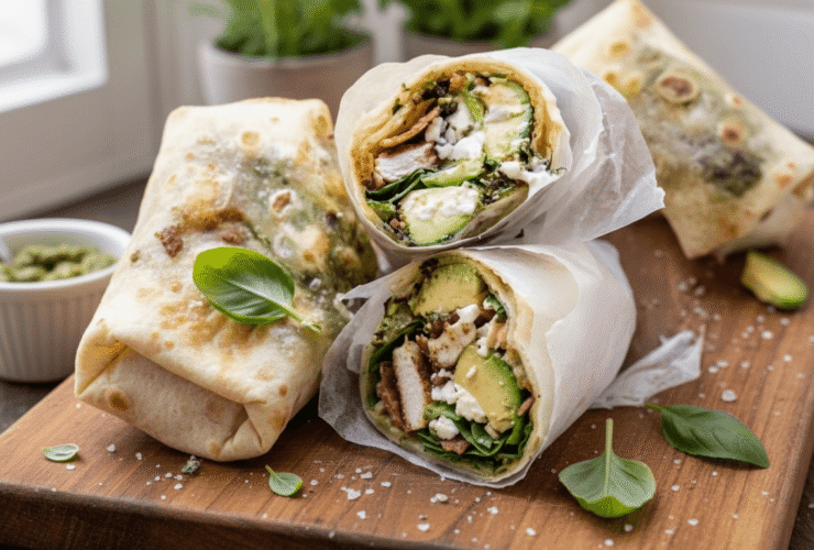 Pesto Chicken and Avocado Bacon Salad Wraps Recipe