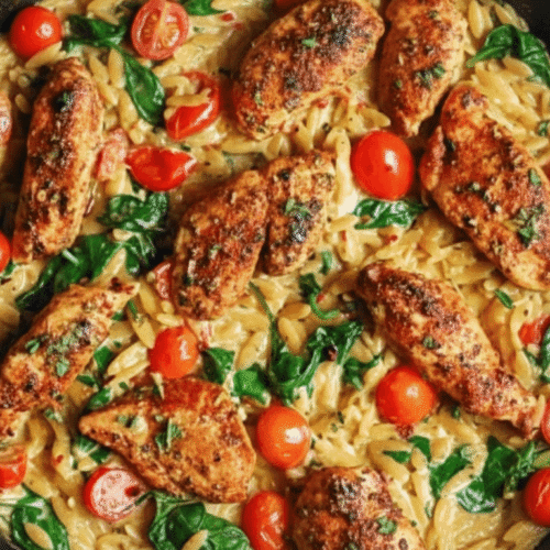 30 Minute One-Pan Creamy Chicken Orzo Recipe