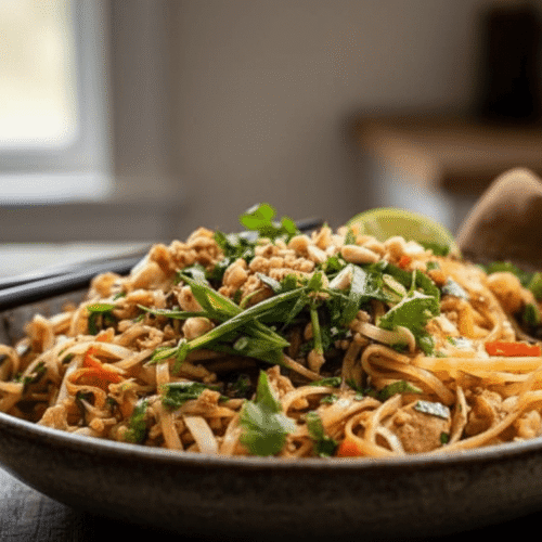 30 Minute Garlic Butter Chicken Pad Thai Recipe
