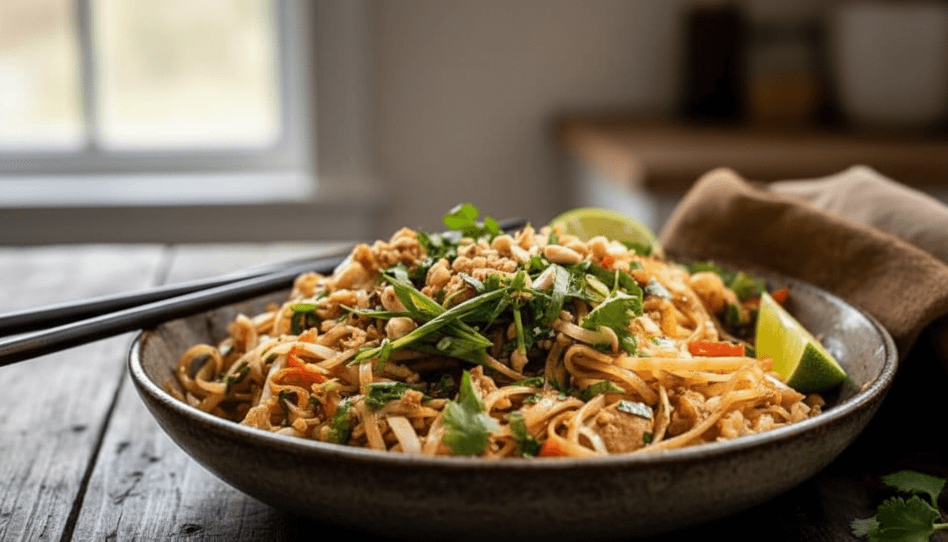 30 Minute Garlic Butter Chicken Pad Thai Recipe