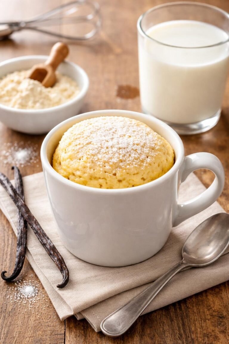 Easy Vanilla Protein Mug Cake