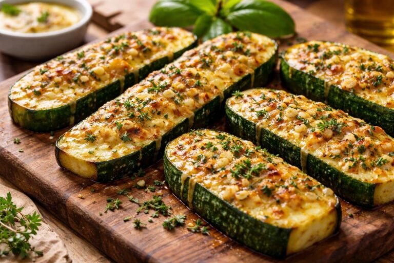 Cheesy Garlic Zucchini Steaks Recipe