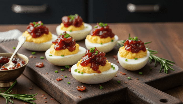 Whiskey Bacon Jam Deviled Eggs Recipe
