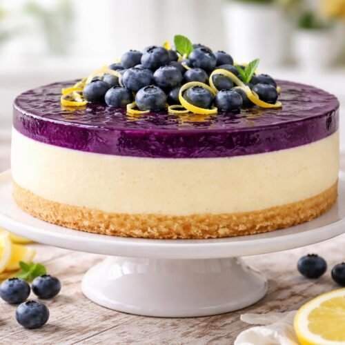 Lemon Blueberry Shortbread Mousse Cake Recipe
