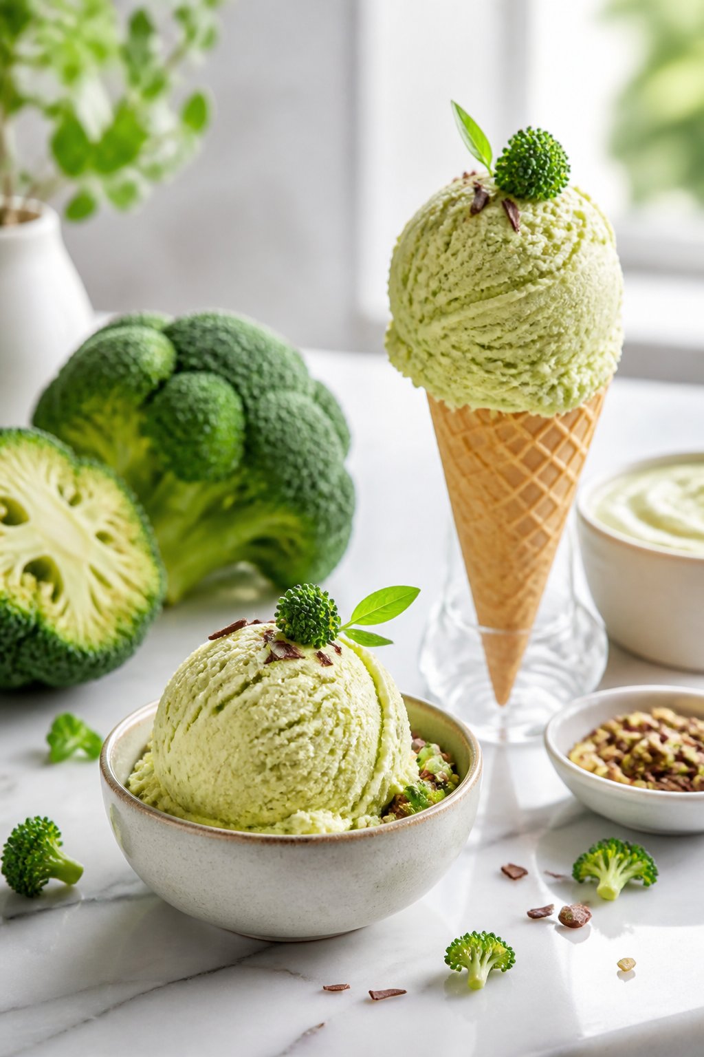 Broccoli Ice Cream Recipe close-up, ready to serve