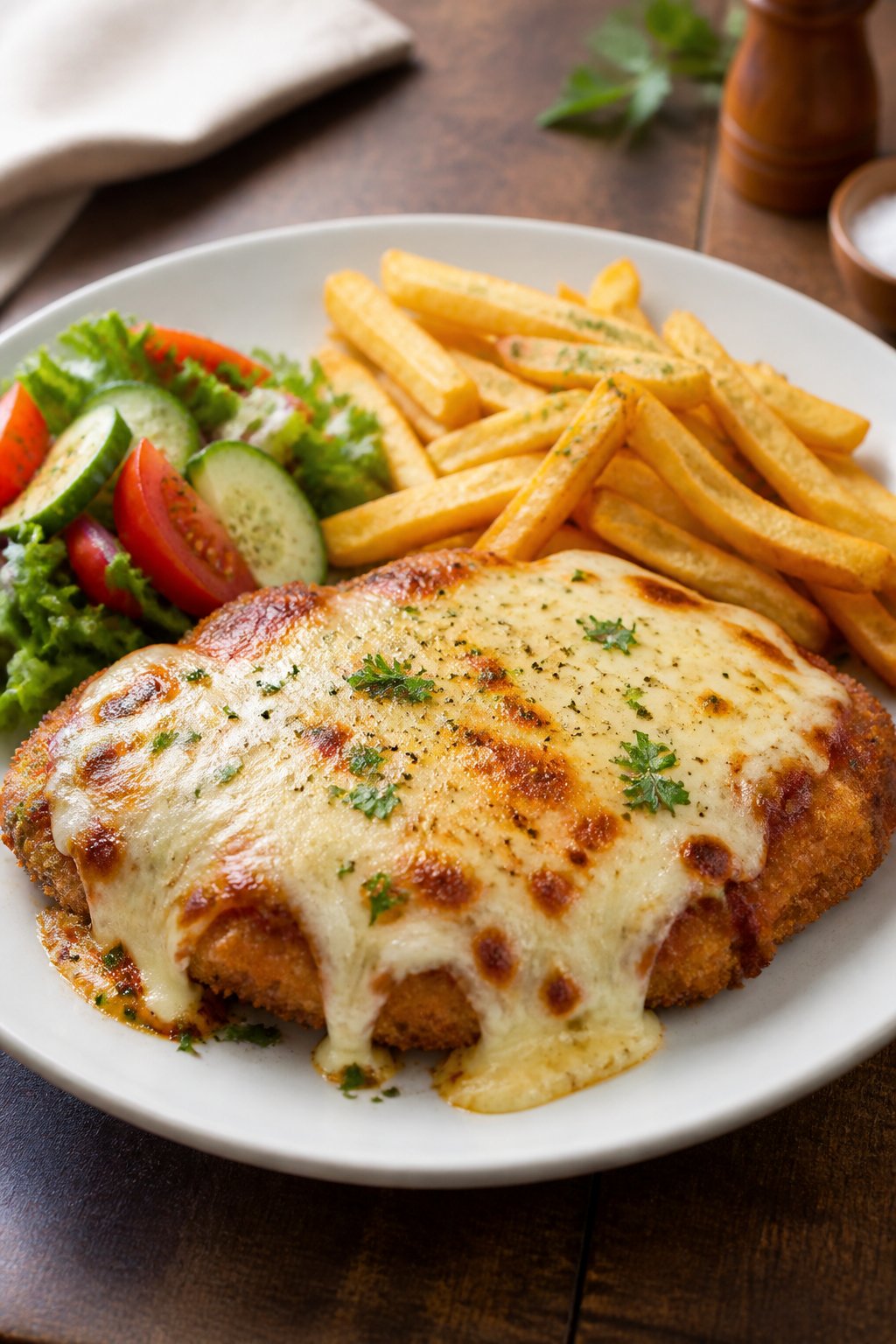 Chicken Parmo Recipe close-up, ready to serve