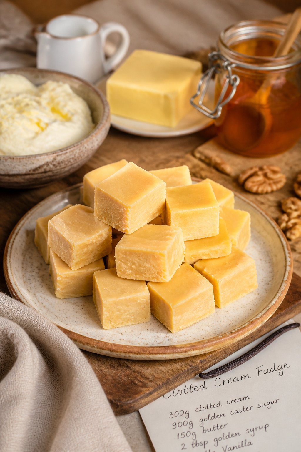 Clotted Cream Fudge Recipe close-up, ready to serve