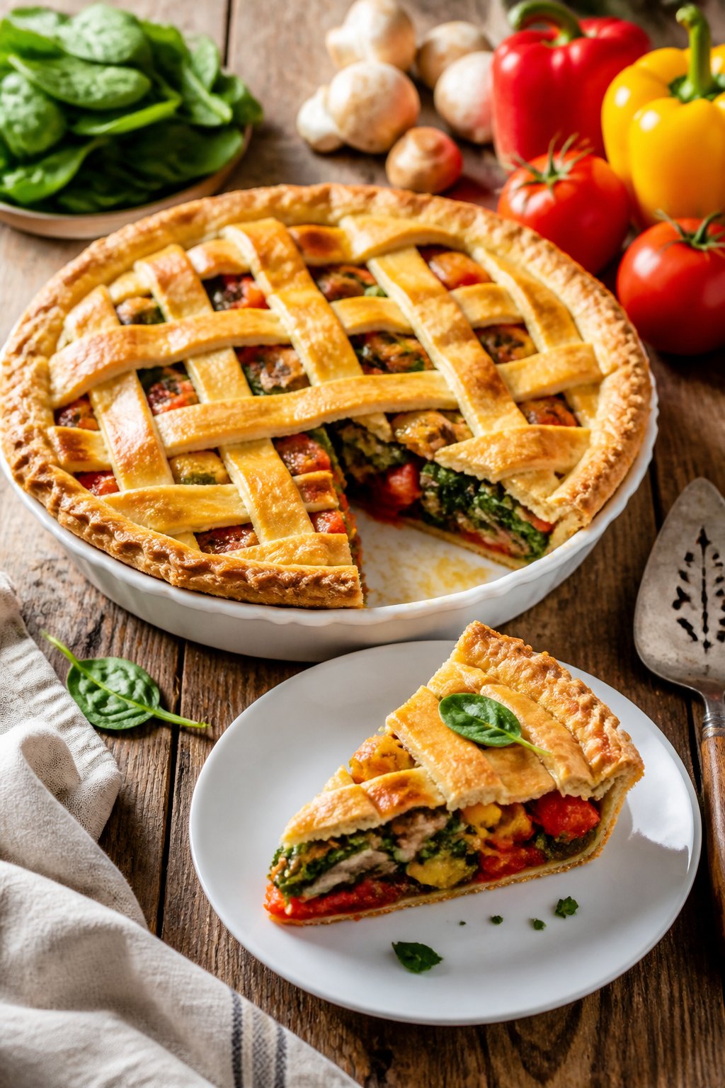 Delicious Vegetarian Pie Recipe close-up, ready to serve