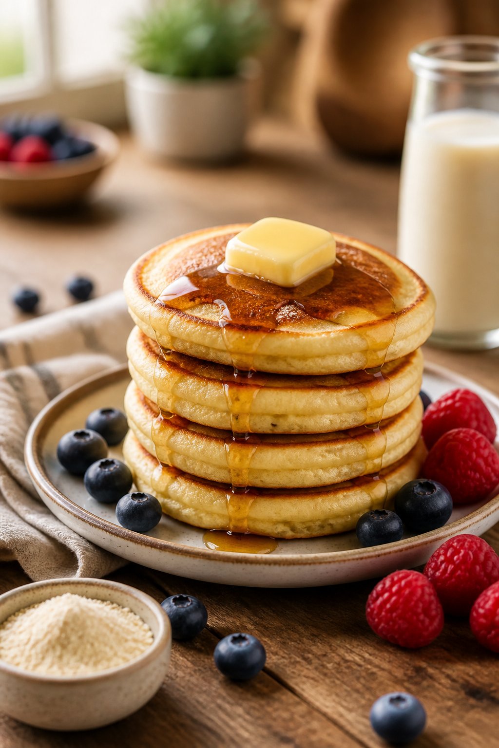 Fluffy Keto Pancakes Recipe close-up, ready to serve