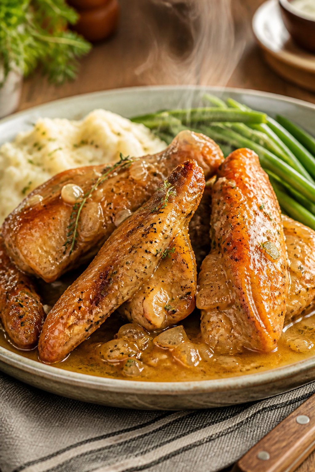 Instant Pot Turkey Wings Recipe close-up, ready to serve