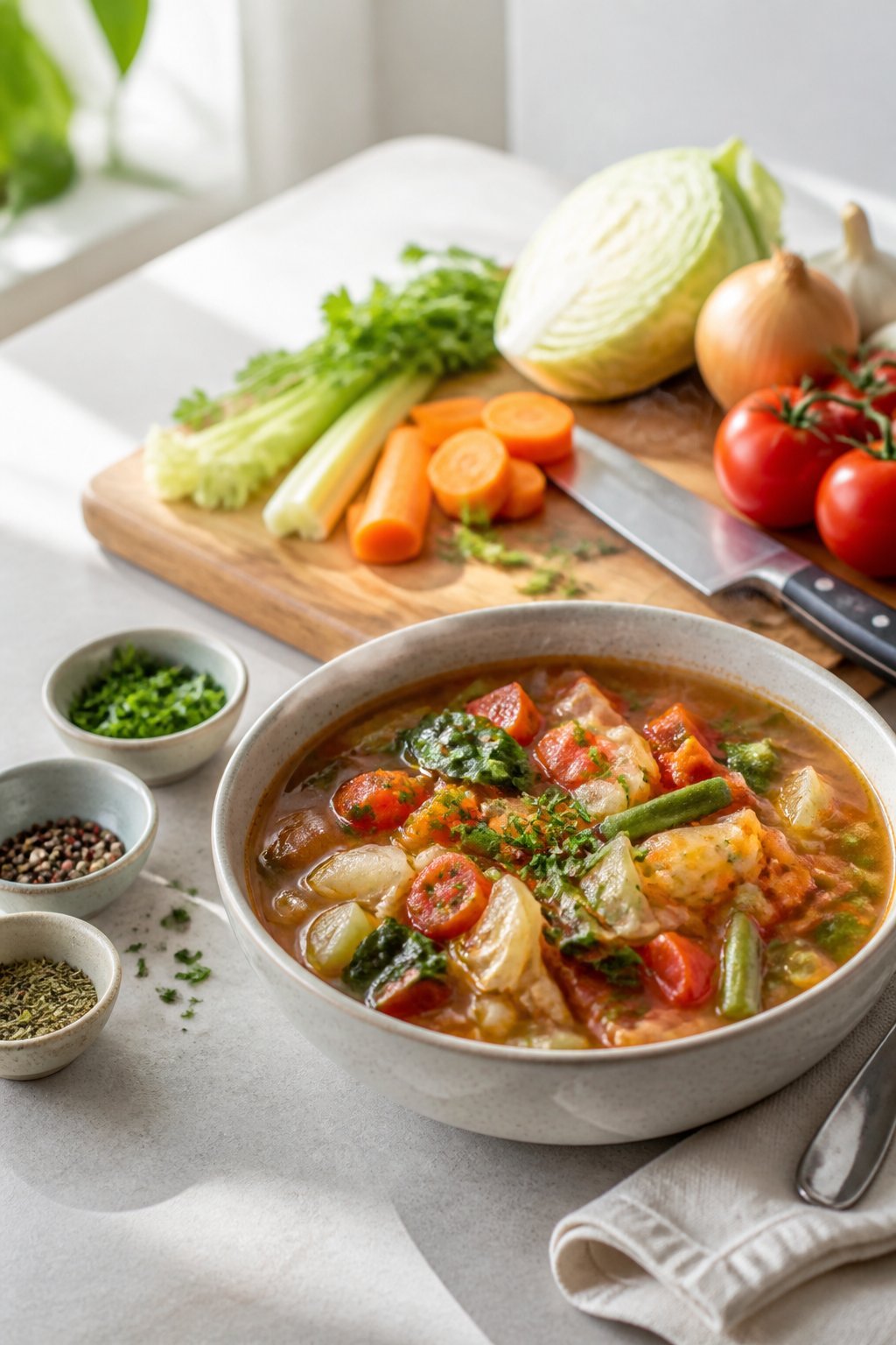JJ Smith Fat Flush Soup Recipe close-up, ready to serve