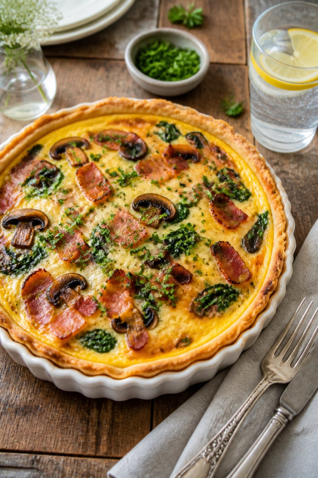 Keto Quiche Recipe close-up, ready to serve