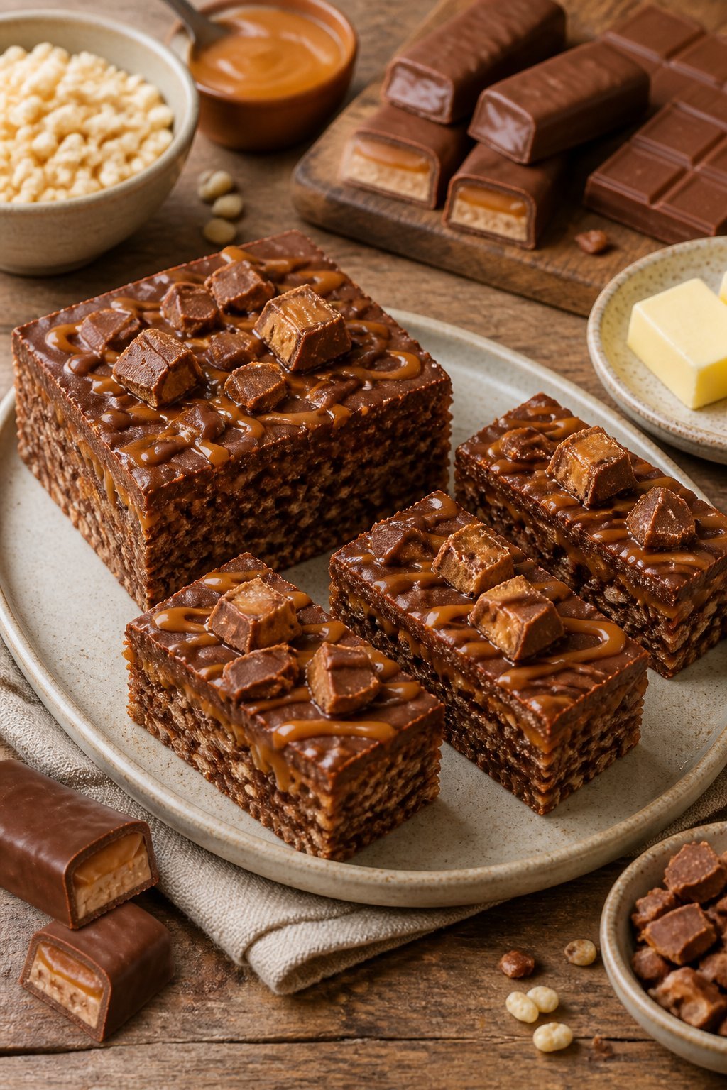 Mars Bar Cake Recipe close-up, ready to serve